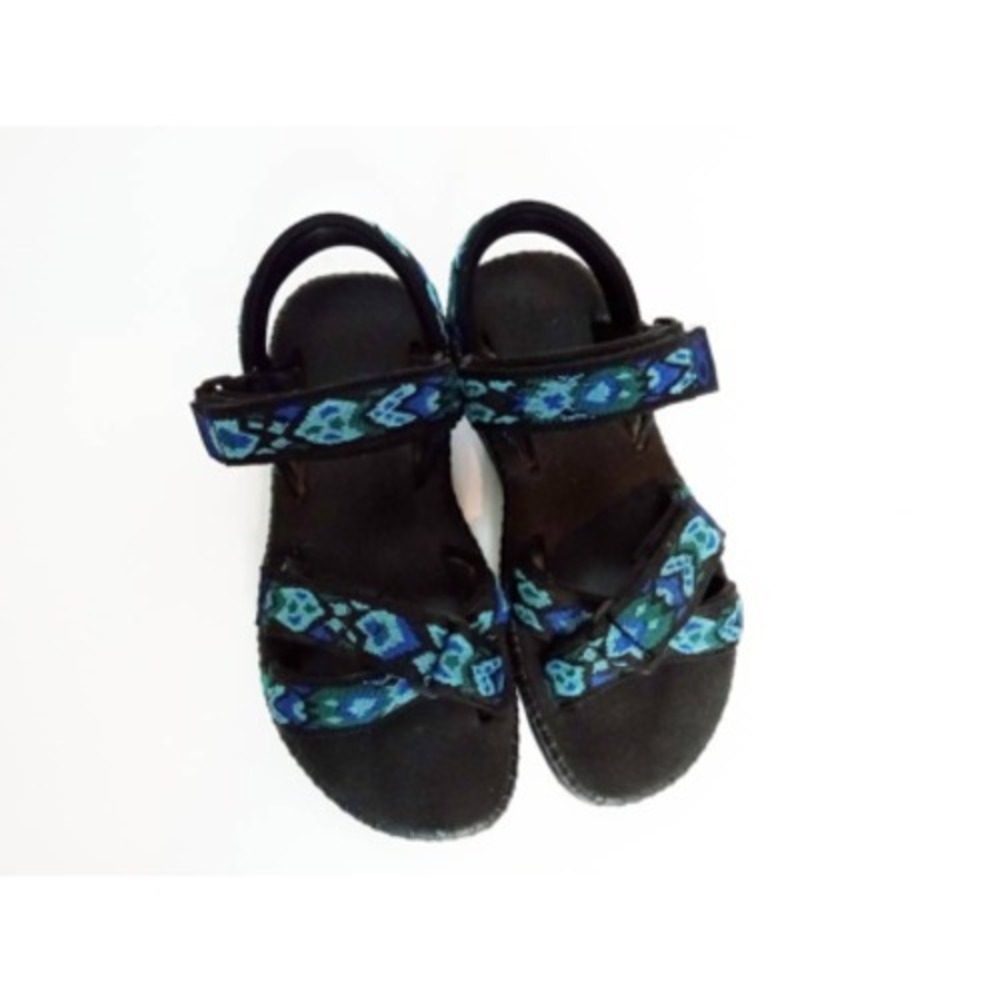Op Womens Terra Sport Sandals Blue Black Aztec Print‎ Adjustable Flat Heel 9